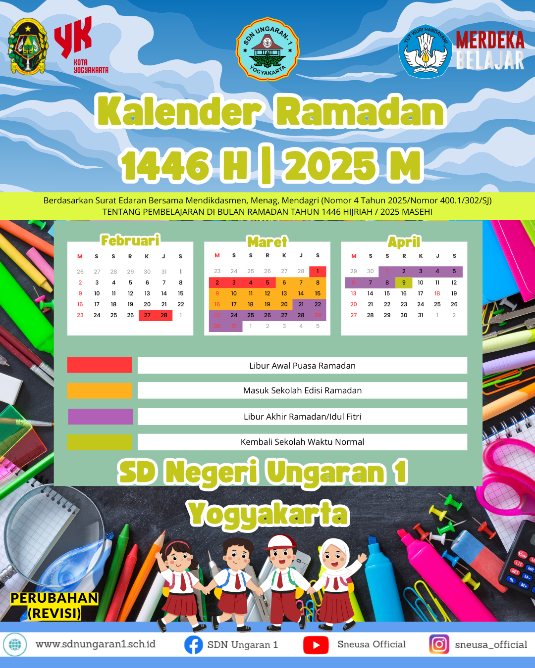 Kalender Ramadhan Sneusa SD Negeri Ungaran I Yogyakarta (1446-2025)